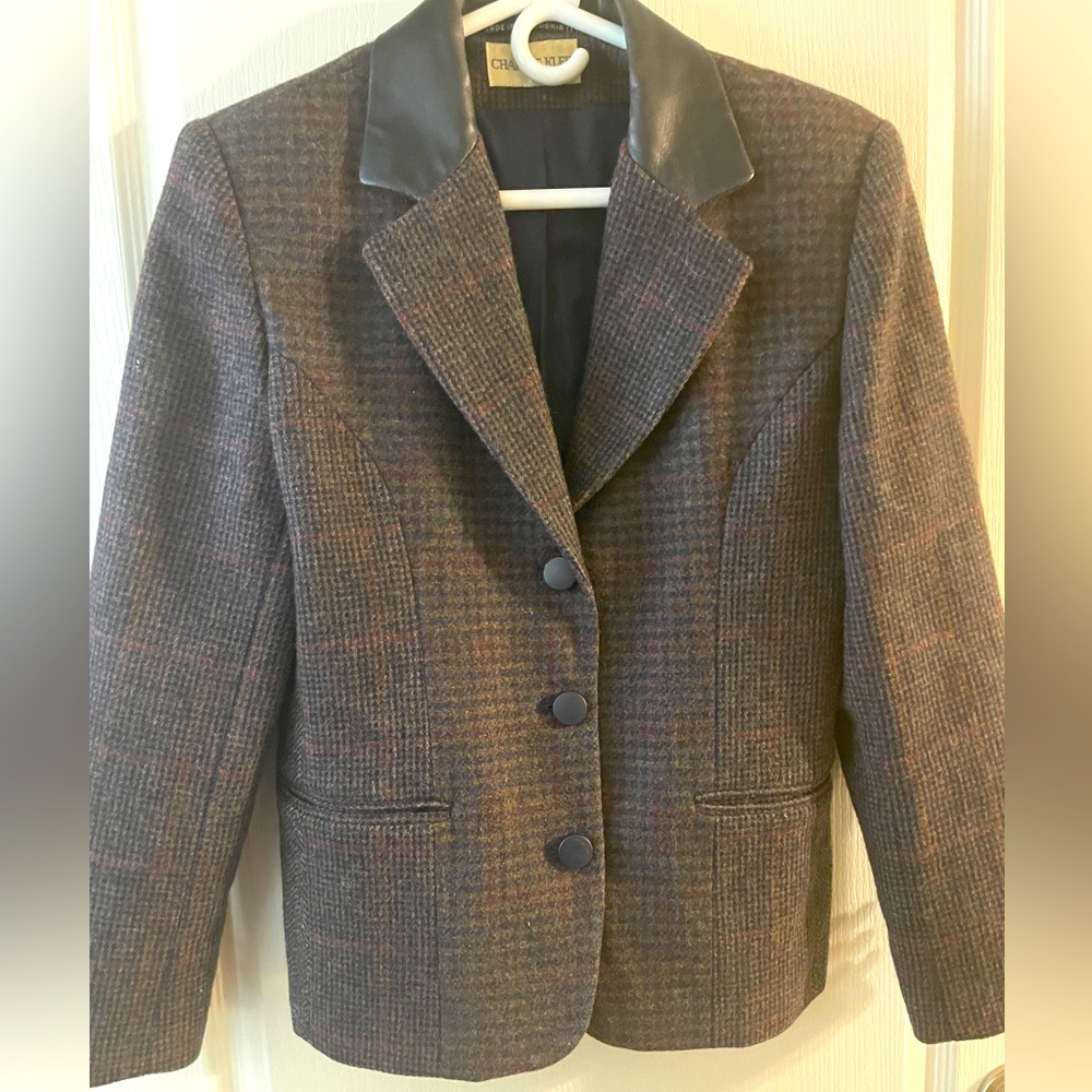 Vintage Charles Klein Wool Brown Three Button Blazer black & brown t 
Size 8